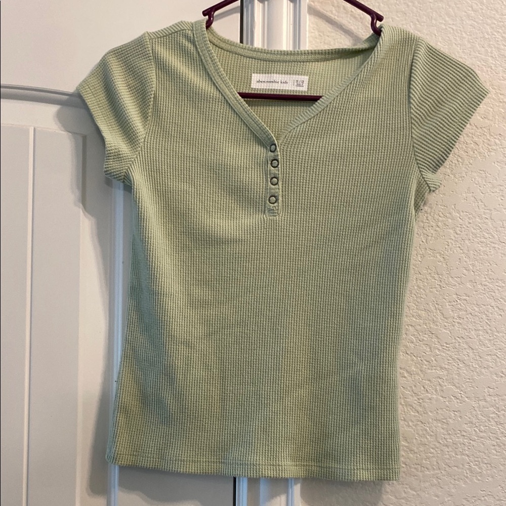 Abercrombie & Fitch Kids Green Short Sleeved Waffle Knit Top, Sz 11/12